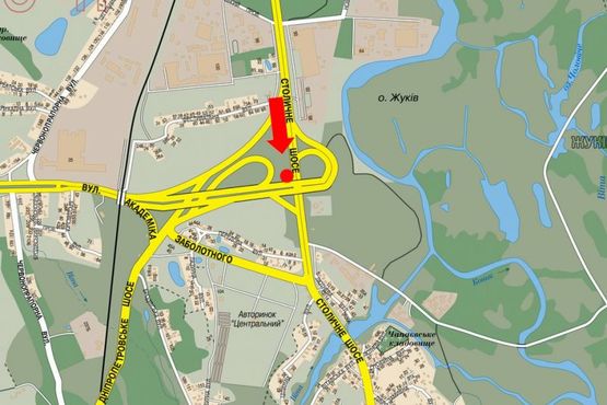 Схема рекламної площини за адресою Столичное шоссе / Заболотного ул., возле ТРЦ "Домосфера", в сторону Конча-Заспа, левый