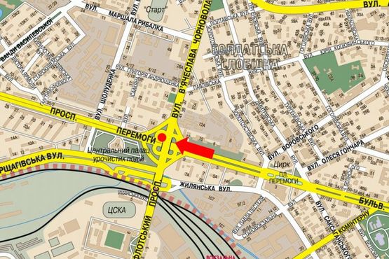 Схема рекламной плоскости по адресу Победы пр. / Черновола ул., из центра