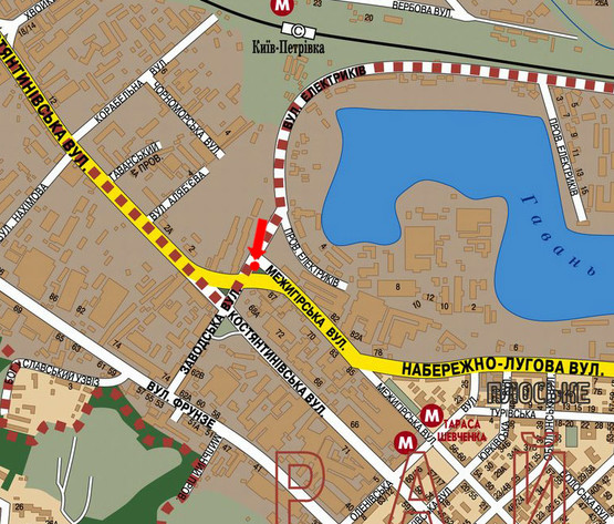 Схема рекламной плоскости по адресу Электриков ул. / Межигорская ул., в центр