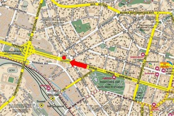 Схема рекламной плоскости по адресу Победы пл., возле центрального входа в Цирк, из центра