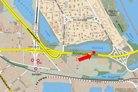 Схема рекламної площини за адресою Бандеры пр. (бывш. Московский пр.), напротив ТЦ "Метро", из центра, правый