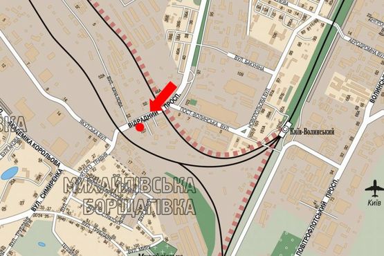 Схема рекламної площини за адресою Отрадный пр., 107, в сторону Кольцевая дорога, ТРЦ "Караван"