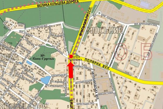Схема рекламной плоскости по адресу Шевченка пл., в сторону Минский пр.