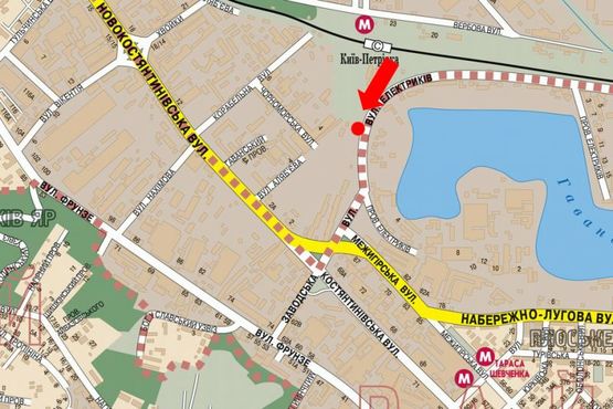 Схема рекламної площини за адресою Электриков ул., в центр, правый, в сторону Межигорская ул.