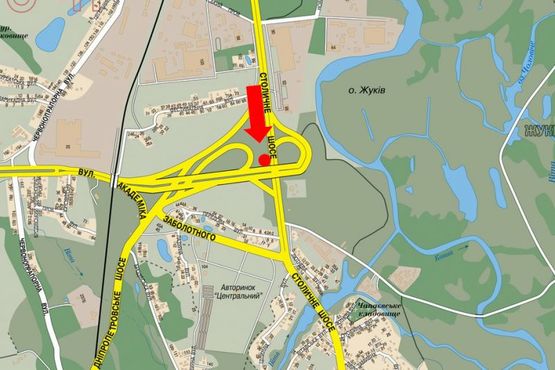 Схема рекламної площини за адресою Столичное шоссе / Заболотного ул., возле ТРЦ "Домосфера", в сторону Конча-Заспы, правый