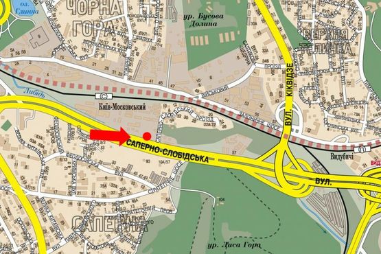 Схема рекламної площини за адресою Саперно-Слободская ул. / Саперно-Слободской проезд, в сторону мост Южный