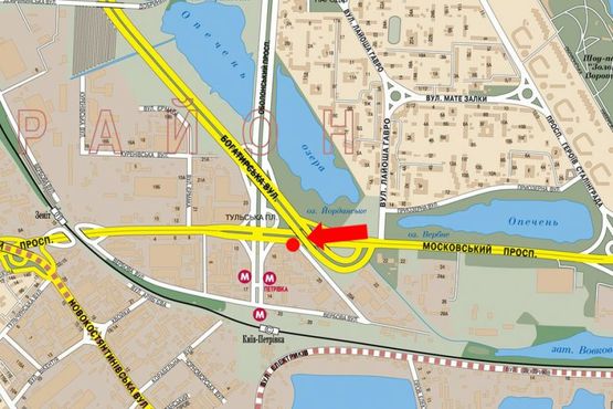 Схема рекламной плоскости по адресу Бандеры пр. (бывш. Московский пр.), 18, Тульская пл., в сторону ст. м. "Петровка"