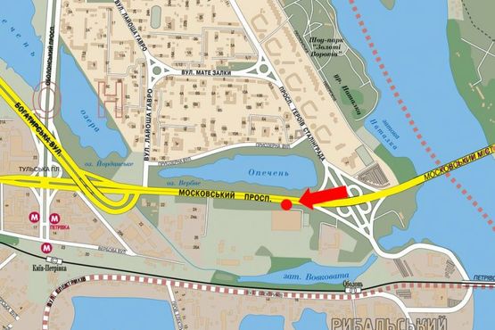 Схема рекламної площини за адресою Бандеры пр. (бывш. Московский пр.), напротив ТЦ "Метро", в центр, левый