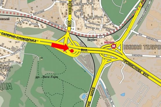 Схема рекламної площини за адресою Промышленная ул. / Киквидзе ул., в сторону моста Южного