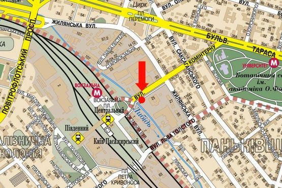 Схема рекламной плоскости по адресу Петлюры ул., 29, в сторону ЖД вокзала Схема рекламной плоскости по адресу Петлюры ул., 29, в сторону ЖД вокзала