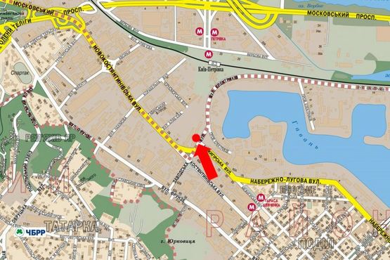 Схема рекламной плоскости по адресу Межигорская ул. / Электриков ул., левый, в сторону Оболони Схема рекламной плоскости по адресу Межигорская ул. / Электриков ул., левый, в сторону Оболони