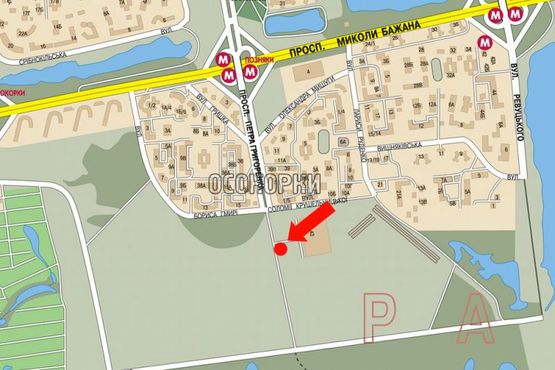 Схема рекламної площини за адресою Григоренко пр., 43, выезд из супермаркет "METRO"