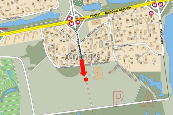 Схема рекламної площини за адресою Григоренко пр. / Крушельницкой ул., 135м до супермаркета "Эпицентр"