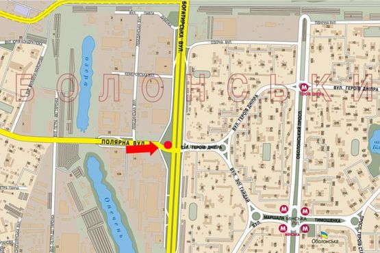 Схема рекламной плоскости по адресу Полярная ул., 20, в сторону Богатырской ул.