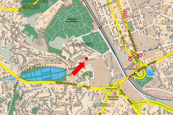 Схема рекламної площини за адресою Кировоградская ул., 40, в сторону Гринченка ул.