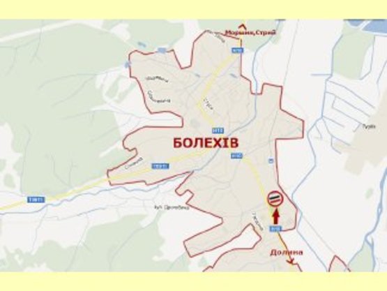 Схема рекламной плоскости по адресу м.Болехів (вїзд зі сторони Долини) ст.А Схема рекламной плоскости по адресу м.Болехів (вїзд зі сторони Долини) ст.А