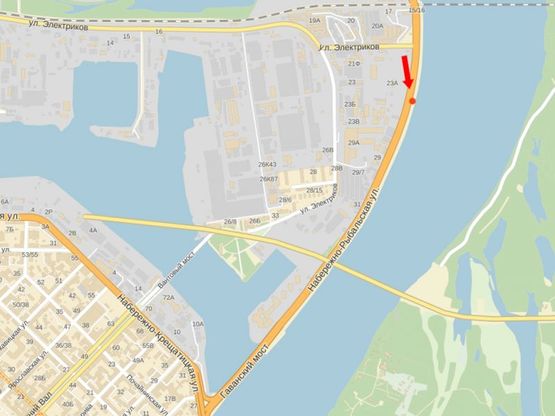 Схема рекламной плоскости по адресу Набережно-Рыбальская ул., 770м до мост Подольско-Воскресенский, в сторону Набережно-Крещатикская ул.