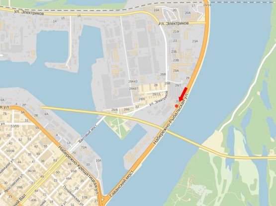 Схема рекламної площини за адресою Набережно-Рыбальская ул., в районе клуба "5-й элемент", в сторону Набережно-Крещатикская ул.