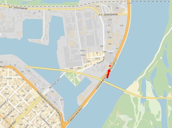 Схема рекламной плоскости по адресу Набережно-Рыбальская ул., 31,  в сторону мост Московский