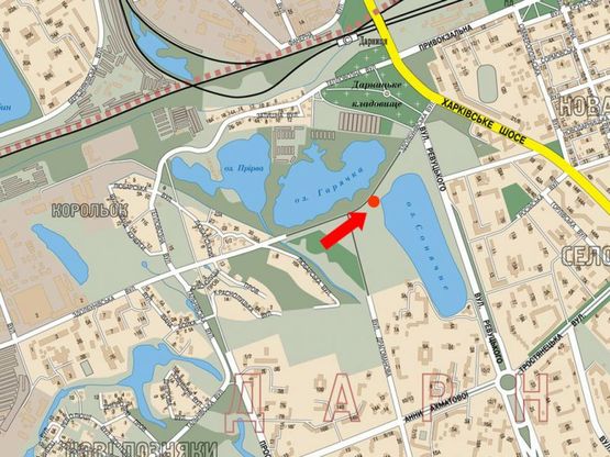 Схема рекламної площини за адресою Здолбуновская ул., 300 м от Драгоманова ул., в сторону Харьковское шоссе, Ревуцкого ул.