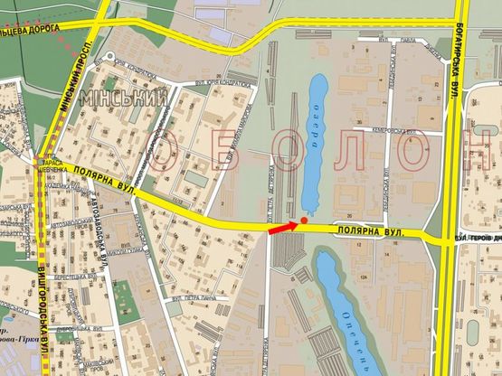 Схема рекламной плоскости по адресу Полярная ул., 20, в сторону Богатырской ул.