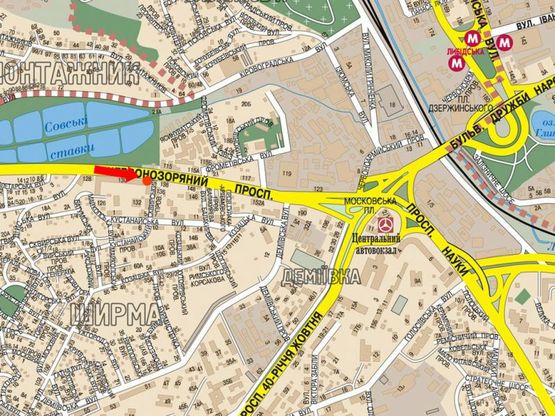 Схема рекламної площини за адресою Лобановского пр. (бывш. Краснозвездный пр.), 130, в сторону Московская пл.