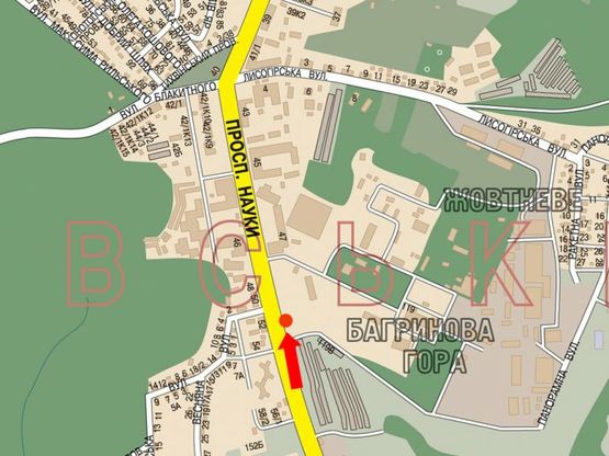 Схема рекламної площини за адресою Науки пр., 52, напротив, в сторону Демеевская пл. (бывш. Московская пл.)