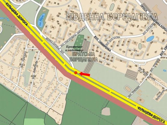 Схема рекламной плоскости по адресу Кольцевая дорога, разделитель, возле супермаркетов "Novus", "Край", в сторону Победы пл.