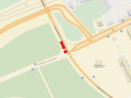 Схема рекламної площини за адресою Харьковское шоссе / Тепловозная ул.  на светофоре, в сторону Харьковская пл.