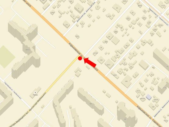 Схема рекламной плоскости по адресу Харьковское шоссе / Вербицкого ул., на светофоре, в сторону Дарницкая пл. (бывш. Ленинградская пл.)