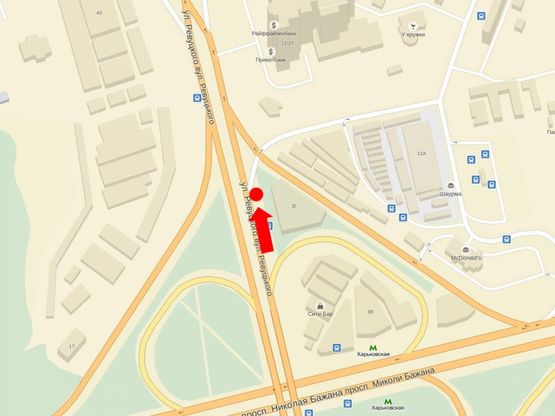 Схема рекламной плоскости по адресу Ревуцкого ул. / Декабристов ул., в сторону Тростянецкая ул.