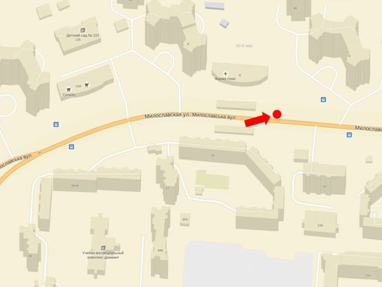 Схема рекламної площини за адресою Милославская ул., 6, ТЦ "Милославский", супермаркет "Велика кишеня"