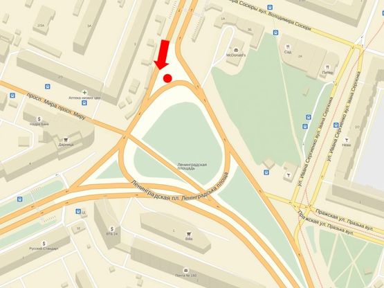 Схема рекламної площини за адресою Дарницкая пл. (бывш. Ленинградская пл.), в сторону Гагарина пр.