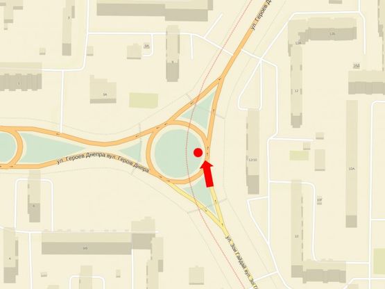 Схема рекламної площини за адресою Героев Днепра ул. / Гайдай ул., разделительная клумба, в сторону ст. м. "Героев Днепра", Богатырской ул., Полярной