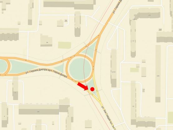 Схема рекламної площини за адресою Героев Днепра ул. / Гайдай ул., разделительная клумба, в сторону ст. м. "Минская", Богатырской ул., Полярной