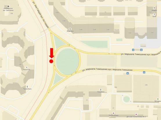 Схема рекламної площини за адресою Тимошенко ул., 13А, на развязке