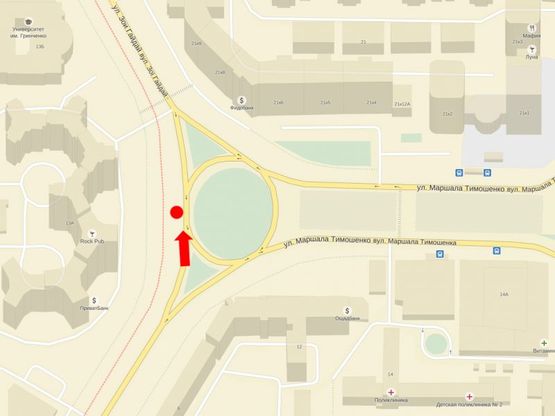 Схема рекламной плоскости по адресу Тимошенко ул., 13А, на развязке