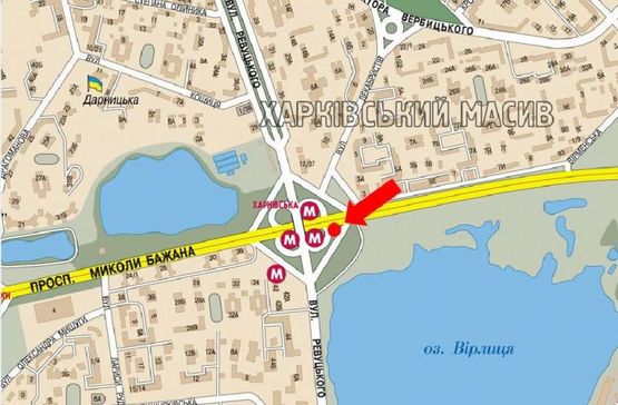 Схема рекламной плоскости по адресу Бажана пр., ст. м. "Харьковская", в сторону ст. м. "Позняки", левая