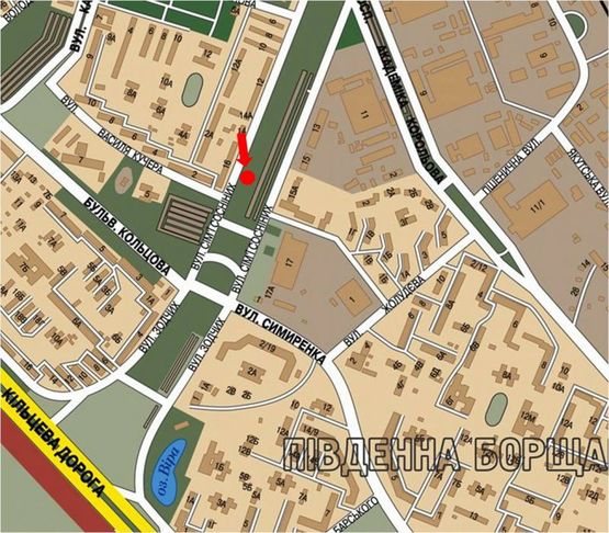 Схема рекламной плоскости по адресу Семьи Сосниных ул., 16, в сторону Кольцова бул., Зодчих ул.