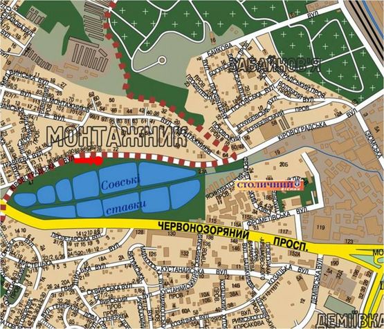 Схема рекламной плоскости по адресу Кировоградская ул., 76, напротив, в сторону Гринченка ул.