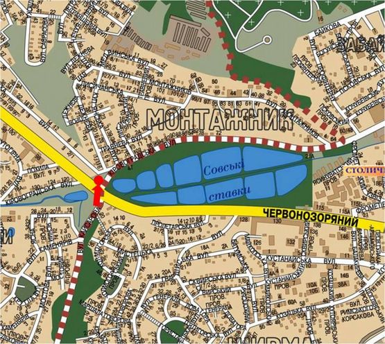 Схема рекламної площини за адресою Кировоградская ул. / Лобановского пр. (бывш. Краснозвездный пр.), в сторону Гринченка ул.