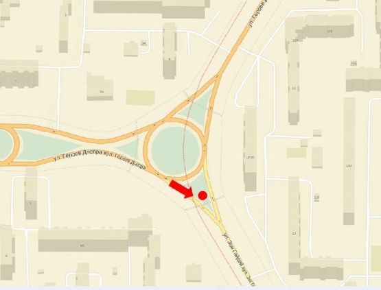 Схема рекламної площини за адресою Героев Днепра ул. / Гайдай ул., на клумбе, в сторону ст. м. "Минская"