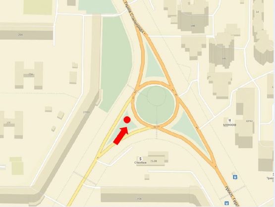 Схема рекламной плоскости по адресу Героев Сталинграда пр. / Малиновского ул., на клумбе, в сторону Героев Сталинграда пр.