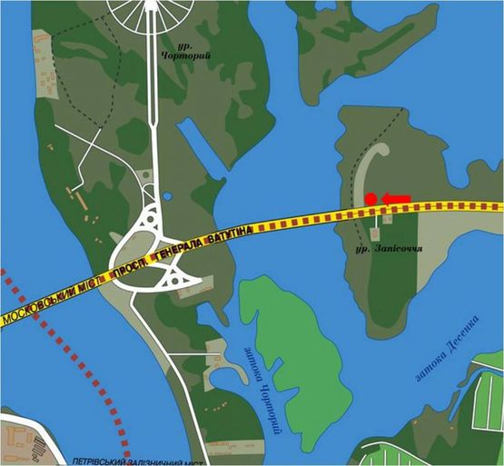 Схема рекламної площини за адресою Ватутина пр., ТРЦ "Skymall", в сторону Петровки