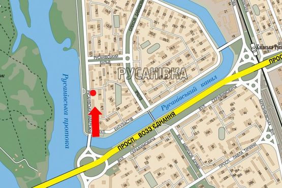 Схема рекламной плоскости по адресу Русановская набережная, 6, возле супермаркета "Фуршет", в сторону ст. м. "Левобережная"