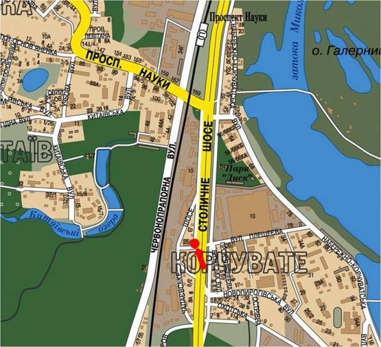 Схема рекламної площини за адресою Столичное шоссе / Чапаевское шоссе, 25, напротив, в центр Схема рекламної площини за адресою Столичное шоссе / Чапаевское шоссе, 25, напротив, в центр