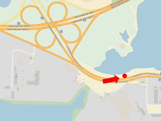 Схема рекламной плоскости по адресу Набережно-Рыбальская ул., 350м от Бандеры пр. (бывш. Московский пр.), возле остановки, в сторону Подола