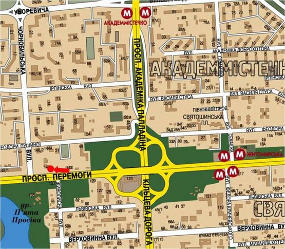 Схема рекламної площини за адресою Победы пр., 144, автостанция "Дачная", из центра
