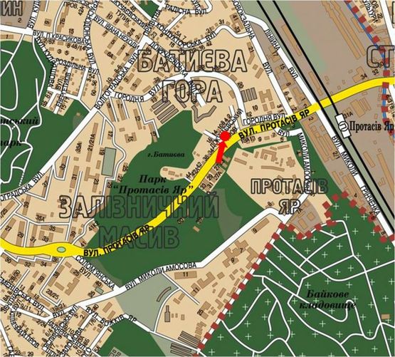 Схема рекламної площини за адресою Протасов Яр ул., 14, в сторону Федорова ул.