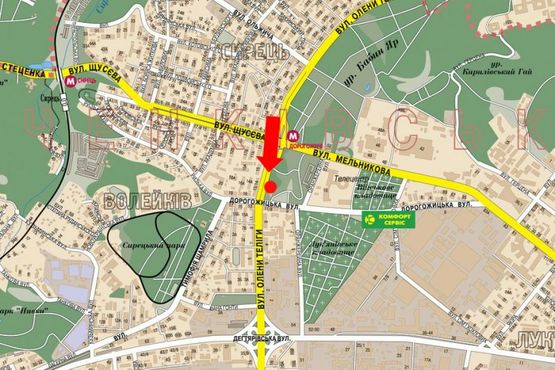 Схема рекламної площини за адресою Телиги ул., 80м. до Дорогожицкая ул. в сторону ст. м. "Шулявская"